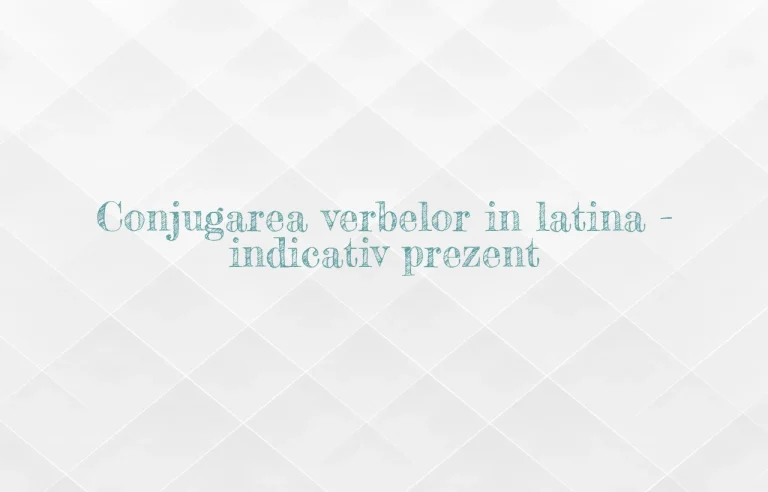 conjugarea verbelor in latina indicativ prezent